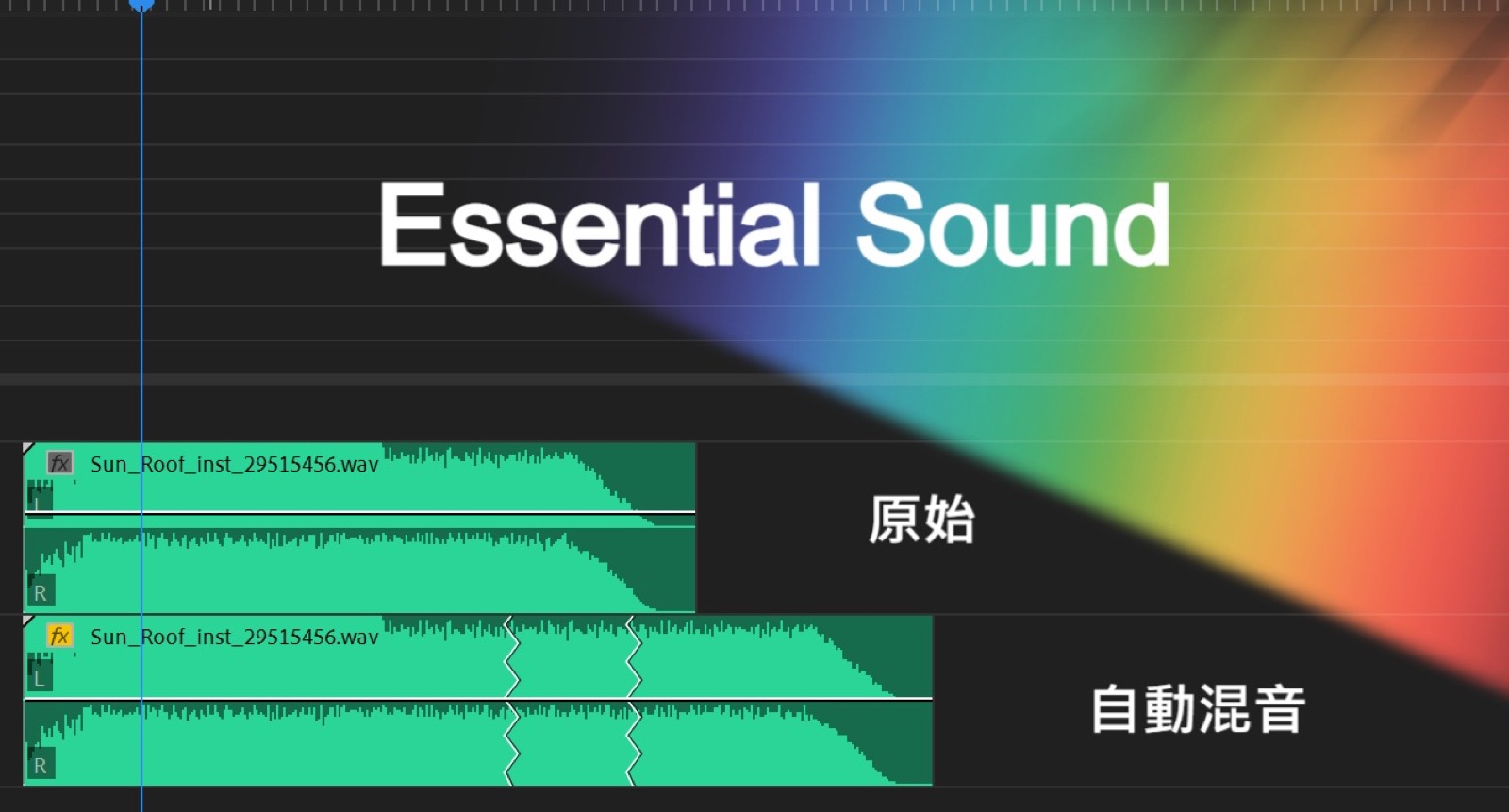 Permiere Essential Sound 自動混音,快速改變配樂時間長短